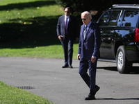 U.S. President Joe Biden departs the White House to board Marine One en route to Milwaukee, Wisconsin and Philadelphia, Pennsylvania on Octo...