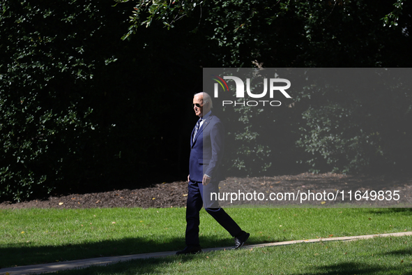 U.S. President Joe Biden departs the White House to board Marine One en route to Milwaukee, Wisconsin and Philadelphia, Pennsylvania on Octo...