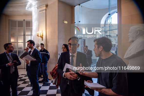 Socialist Party General Secretary Olivier Faure is at the Assemblee Nationale on the day of the motion of no-confidence against Premier Mich...