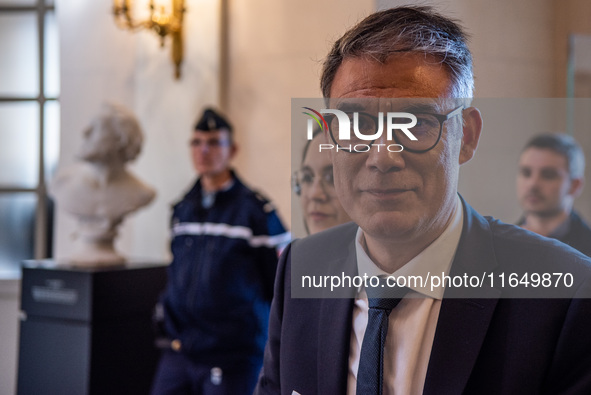 Socialist Party General Secretary Olivier Faure at the Assemblee Nationale on the day of the motion of no-confidence against Premier Michel...