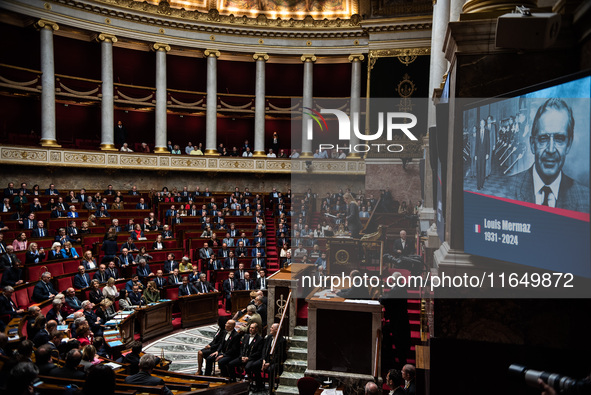 The Assemblee Nationale, the French Parliament, on the day of the motion of no-confidence against Premier Michel Barnier's government, durin...