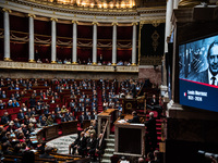 The Assemblee Nationale, the French Parliament, on the day of the motion of no-confidence against Premier Michel Barnier's government, durin...