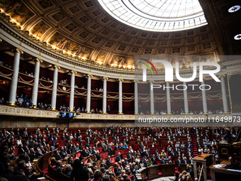 The Assemblee Nationale, the French Parliament, on the day of the motion of no-confidence against Premier Michel Barnier's government in Par...