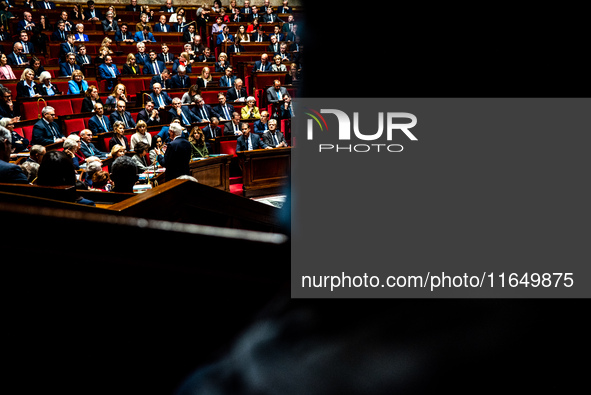 Prime Minister Michel Barnier is at the National Assembly on the day of the no-confidence vote against his government in Paris, France, on O...