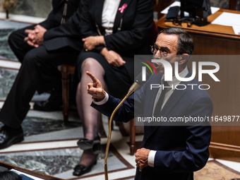 Interior Minister Bruno Retailleau is at the Assemblee Nationale, the French Parliament, on the day of Premier Michel Barnier's motion of no...