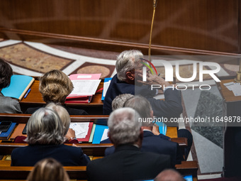 Prime Minister Michel Barnier is at the National Assembly on the day of the no-confidence vote against his government in Paris, France, on O...