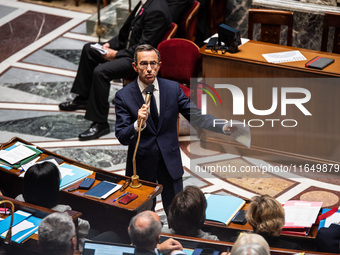 Interior Minister Bruno Retailleau is at the Assemblee Nationale, the French Parliament, on the day of Premier Michel Barnier's motion of no...