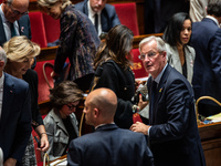 Prime Minister Michel Barnier is at the National Assembly on the day of the no-confidence vote against his government in Paris, France, on O...