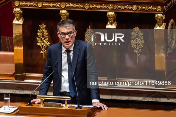 Socialist Party General Secretary Olivier Faure is at the Assemblee Nationale on the day of the motion of no-confidence against Premier Mich...