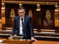 Socialist Party General Secretary Olivier Faure is at the Assemblee Nationale on the day of the motion of no-confidence against Premier Mich...