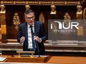 Socialist Party General Secretary Olivier Faure is at the Assemblee Nationale on the day of the motion of no-confidence against Premier Mich...