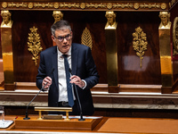 Socialist Party General Secretary Olivier Faure is at the Assemblee Nationale on the day of the motion of no-confidence against Premier Mich...