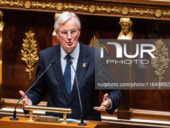 Prime Minister Michel Barnier is at the National Assembly on the day of the no-confidence vote against his government in Paris, France, on O...