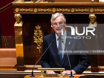 Prime Minister Michel Barnier is at the National Assembly on the day of the no-confidence vote against his government in Paris, France, on O...