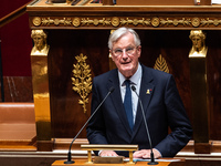 Prime Minister Michel Barnier is at the National Assembly on the day of the no-confidence vote against his government in Paris, France, on O...