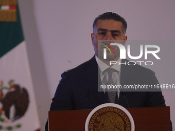 Omar Garcia Harfuch, Secretary of Security and Citizen Protection, presents the National Security Strategy during a briefing conference at t...