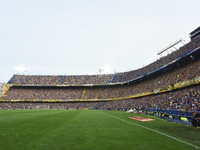 Fans of Boca Juniors cheer for their team before a Liga Profesional match between Boca Juniors and River Plate at Alberto J. Armando Stadium...