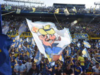 Fans of Boca Juniors cheer for their team before a Liga Profesional match between Boca Juniors and River Plate at Alberto J. Armando Stadium...