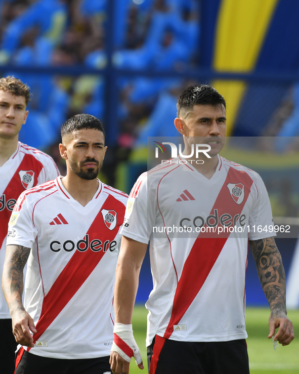 Fans of Boca Juniors cheer for their team before a Liga Profesional match between Boca Juniors and River Plate at Alberto J. Armando Stadium...