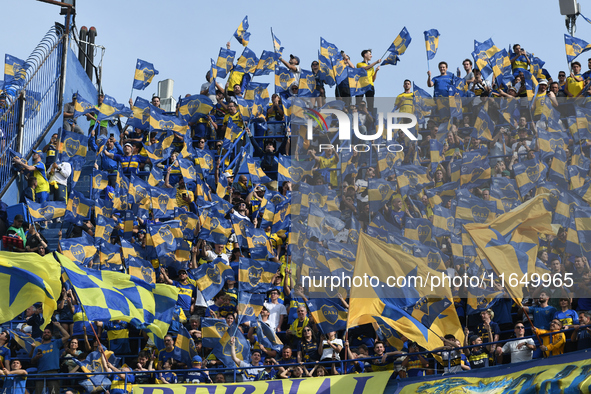 Fans of Boca Juniors cheer for their team before a Liga Profesional match between Boca Juniors and River Plate at Alberto J. Armando Stadium...