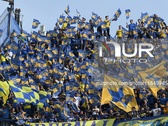 Fans of Boca Juniors cheer for their team before a Liga Profesional match between Boca Juniors and River Plate at Alberto J. Armando Stadium...