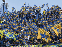 Fans of Boca Juniors cheer for their team before a Liga Profesional match between Boca Juniors and River Plate at Alberto J. Armando Stadium...