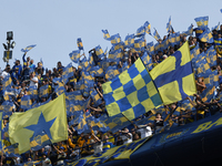 Fans of Boca Juniors cheer for their team before a Liga Profesional match between Boca Juniors and River Plate at Alberto J. Armando Stadium...