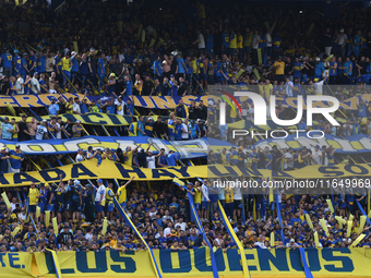 Fans of Boca Juniors cheer for their team before a Liga Profesional match between Boca Juniors and River Plate at Alberto J. Armando Stadium...