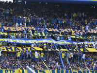 Fans of Boca Juniors cheer for their team before a Liga Profesional match between Boca Juniors and River Plate at Alberto J. Armando Stadium...