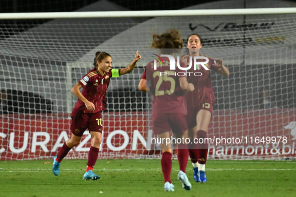 Manuela Giugliano of A.S. Roma Femminile celebrates after scoring the goal of 1-0 during Group A - Day 1 - UEFA Women's Champions League 202...