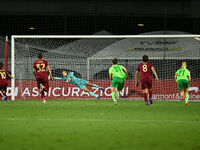 Manuela Giugliano of A.S. Roma Femminile scores the goal for 1-0 during Group A - Day 1 of the UEFA Women's Champions League 2023/24 between...