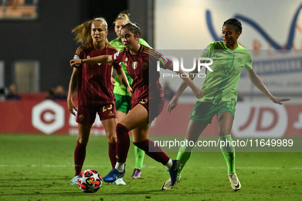 Giulia Dragoni of A.S. Roma Femminile is in action during Group A - Day 1 of the UEFA Women's Champions League 2023/24 between A.S. Roma and...