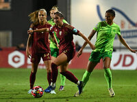 Giulia Dragoni of A.S. Roma Femminile is in action during Group A - Day 1 of the UEFA Women's Champions League 2023/24 between A.S. Roma and...