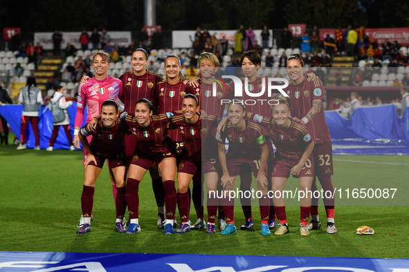 A.S. Roma Femminile plays during Group A - Day 1 of the UEFA Women's Champions League 2023/24 between A.S. Roma and VfL Wolfsburg at the Tre...