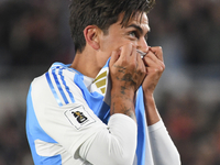 Paulo Dybala of Argentina celebrates his goal during a match between Argentina and Chile at Estadio Mas Monumental Antonio Vespucio Liberti...