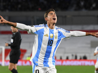 Paulo Dybala of Argentina celebrates his goal during a match between Argentina and Chile at Estadio Mas Monumental Antonio Vespucio Liberti...