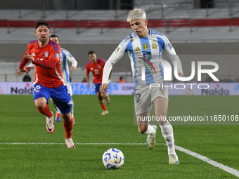 Alejandro Garnacho of Argentina participates in a match between Argentina and Chile at Estadio Mas Monumental Antonio Vespucio Liberti in Bu...