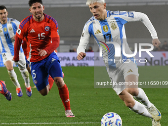 Alejandro Garnacho of Argentina participates in a match between Argentina and Chile at Estadio Mas Monumental Antonio Vespucio Liberti in Bu...