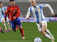 Alejandro Garnacho of Argentina participates in a match between Argentina and Chile at Estadio Mas Monumental Antonio Vespucio Liberti in Bu...