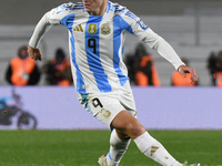 Julian Alvarez of Argentina participates in a match between Argentina and Chile at Estadio Mas Monumental Antonio Vespucio Liberti in Buenos...