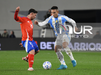 Lautaro Martinez of Argentina participates in a match between Argentina and Chile at Estadio Mas Monumental Antonio Vespucio Liberti in Buen...