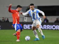 Lautaro Martinez of Argentina participates in a match between Argentina and Chile at Estadio Mas Monumental Antonio Vespucio Liberti in Buen...