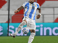 Nicolas Otamendi of Argentina participates in a match between Argentina and Chile at Estadio Mas Monumental Antonio Vespucio Liberti in Buen...