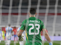 Emiliano Martinez of Argentina waits for kick-off before a match between Argentina and Chile at Estadio Mas Monumental Antonio Vespucio Libe...