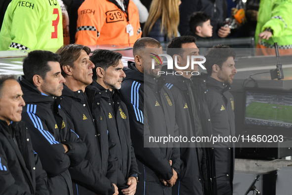 Roberto Ayala, Walter Samuel, Lionel Scaloni, and Pablo Aimar are present before a match between Argentina and Chile at Estadio Mas Monument...