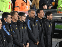 Roberto Ayala, Walter Samuel, Lionel Scaloni, and Pablo Aimar are present before a match between Argentina and Chile at Estadio Mas Monument...