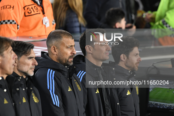 Roberto Ayala, Walter Samuel, Lionel Scaloni, and Pablo Aimar are present before a match between Argentina and Chile at Estadio Mas Monument...