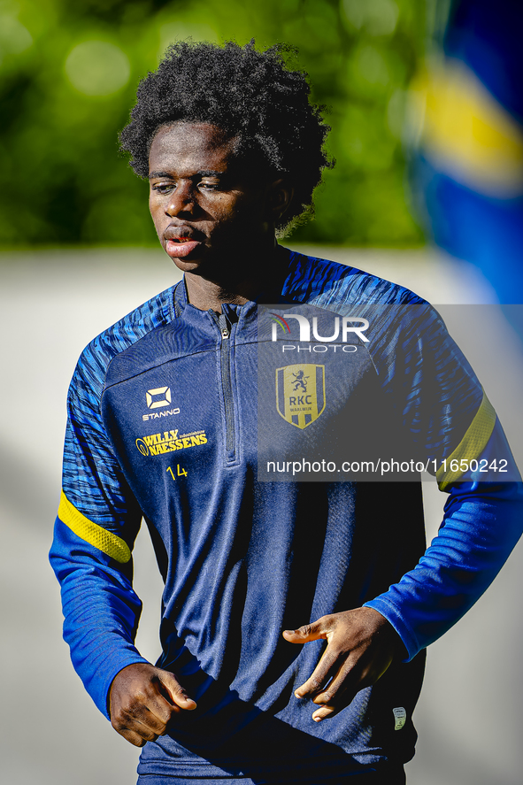 RKC player Chris Lokesa trains at the Mandemakers Stadium for the Dutch Eredivisie season 2024-2025 in Waalwijk, Netherlands, on October 8,...