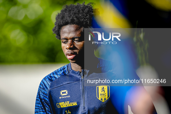 RKC player Chris Lokesa trains at the Mandemakers Stadium for the Dutch Eredivisie season 2024-2025 in Waalwijk, Netherlands, on October 8,...