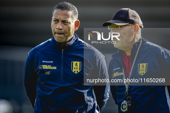 RKC trainer Henk Fraser and RKC conditional trainer Nol Hornix participate in the RKC Waalwijk training at the Mandemakers Stadium for the D...